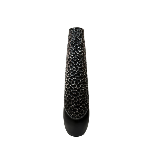 78cm Matte Black with White Lining Polyresin Vase
