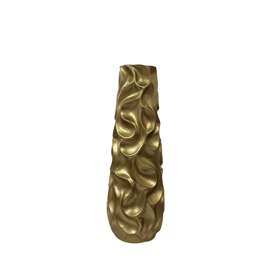 61cm Gold Ripples Design Polyresin Vase