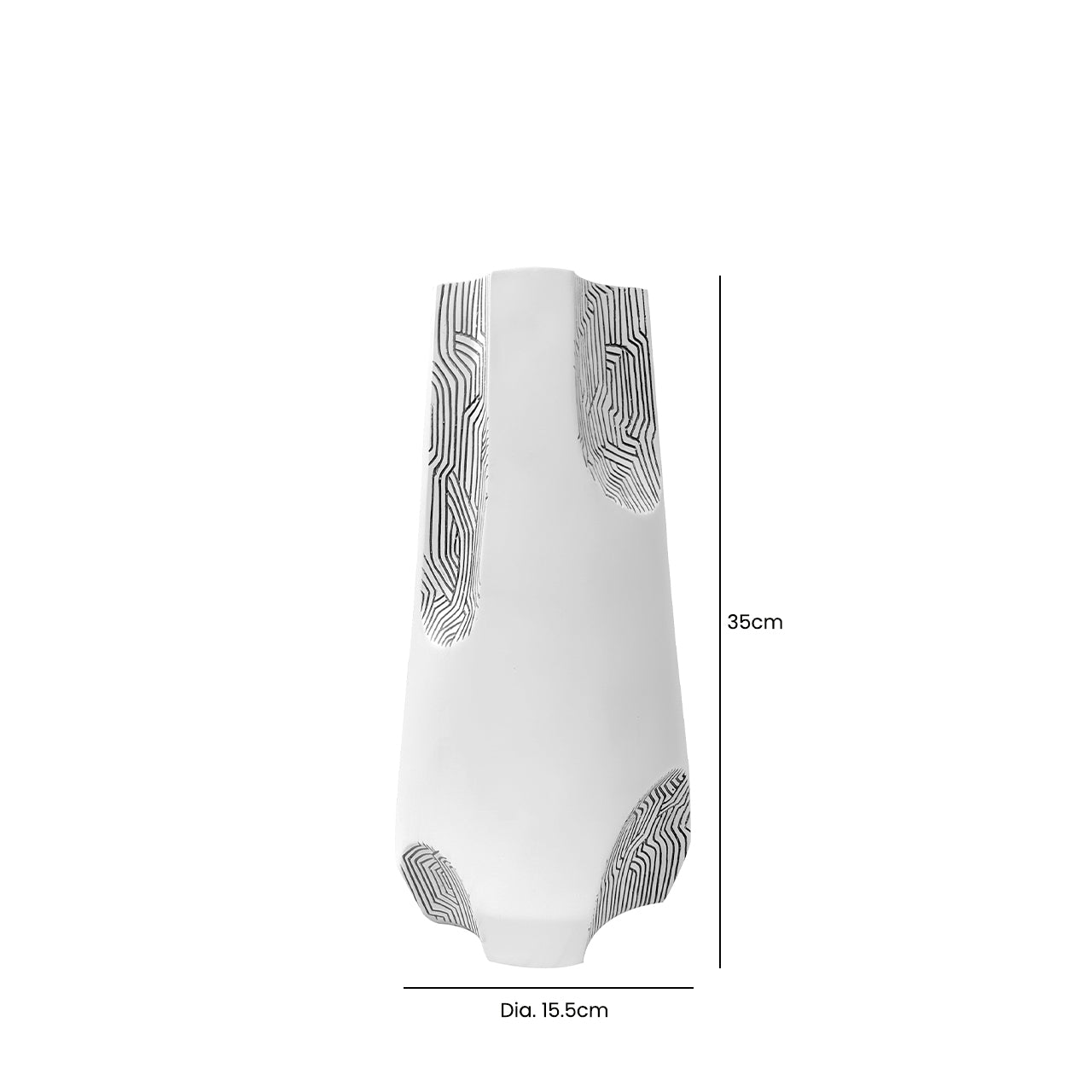 35cm White and Grey Polyresin Vase