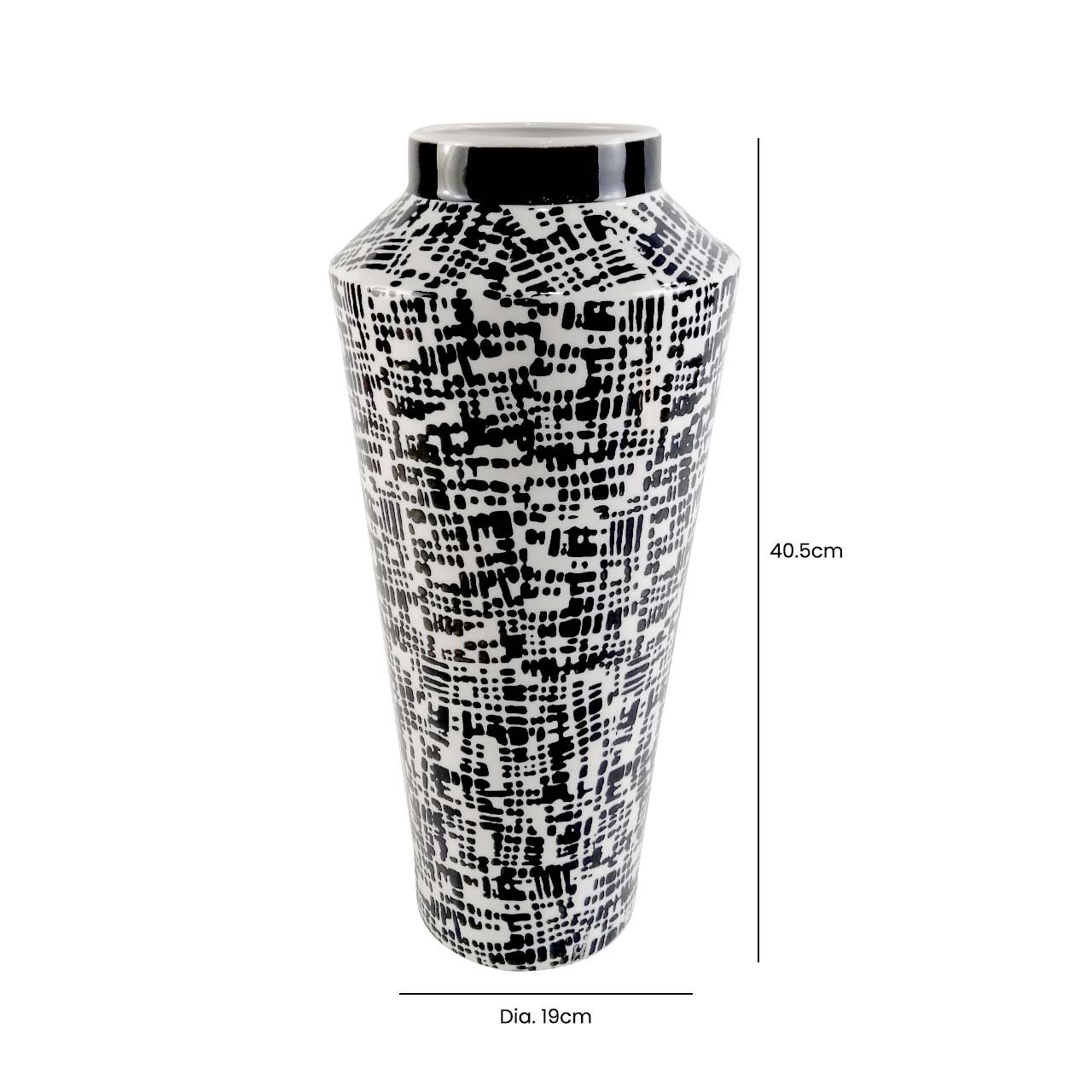 40.5cm Black and White Ceramic Vase