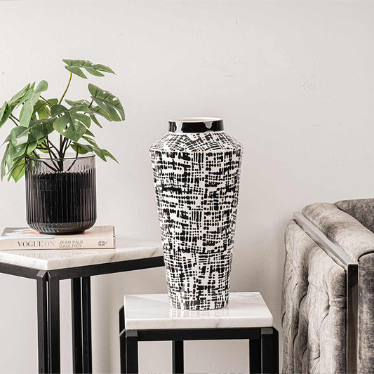 33cm Black and White Ceramic Vase