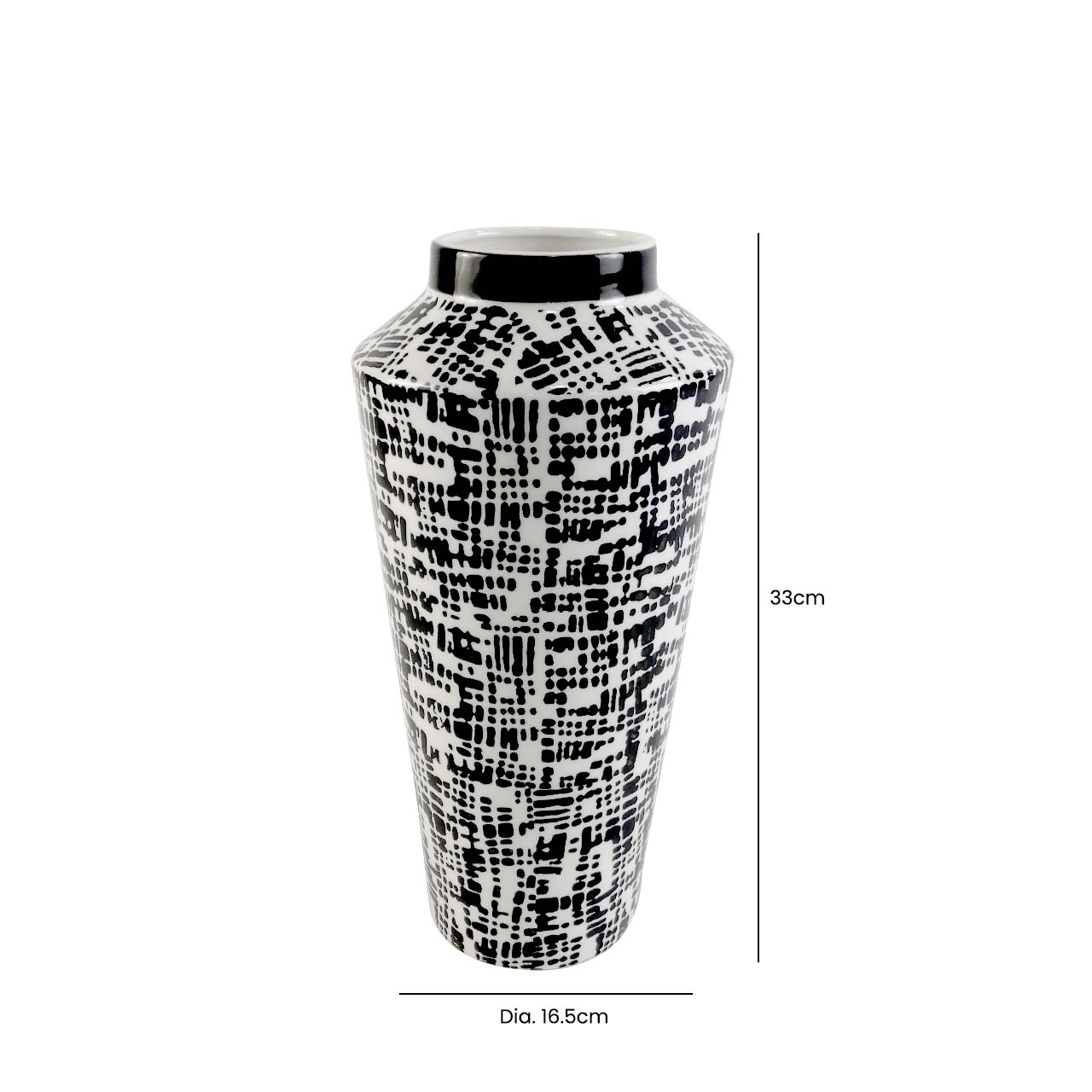 33cm Black and White Ceramic Vase