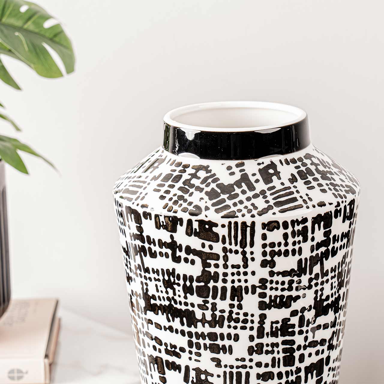 33cm Black and White Ceramic Vase