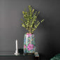 31cm Green and Pink Palm Leaves Design Ceramic Vase