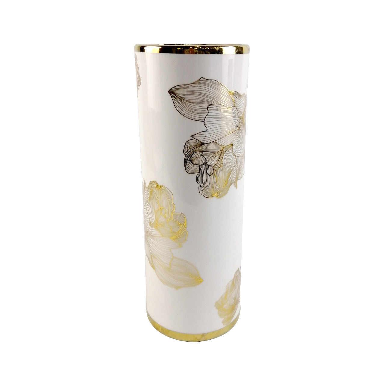 36.3cm White and Gold Flower Design Ceramic Vase