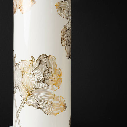 36.3cm White and Gold Flower Design Ceramic Vase