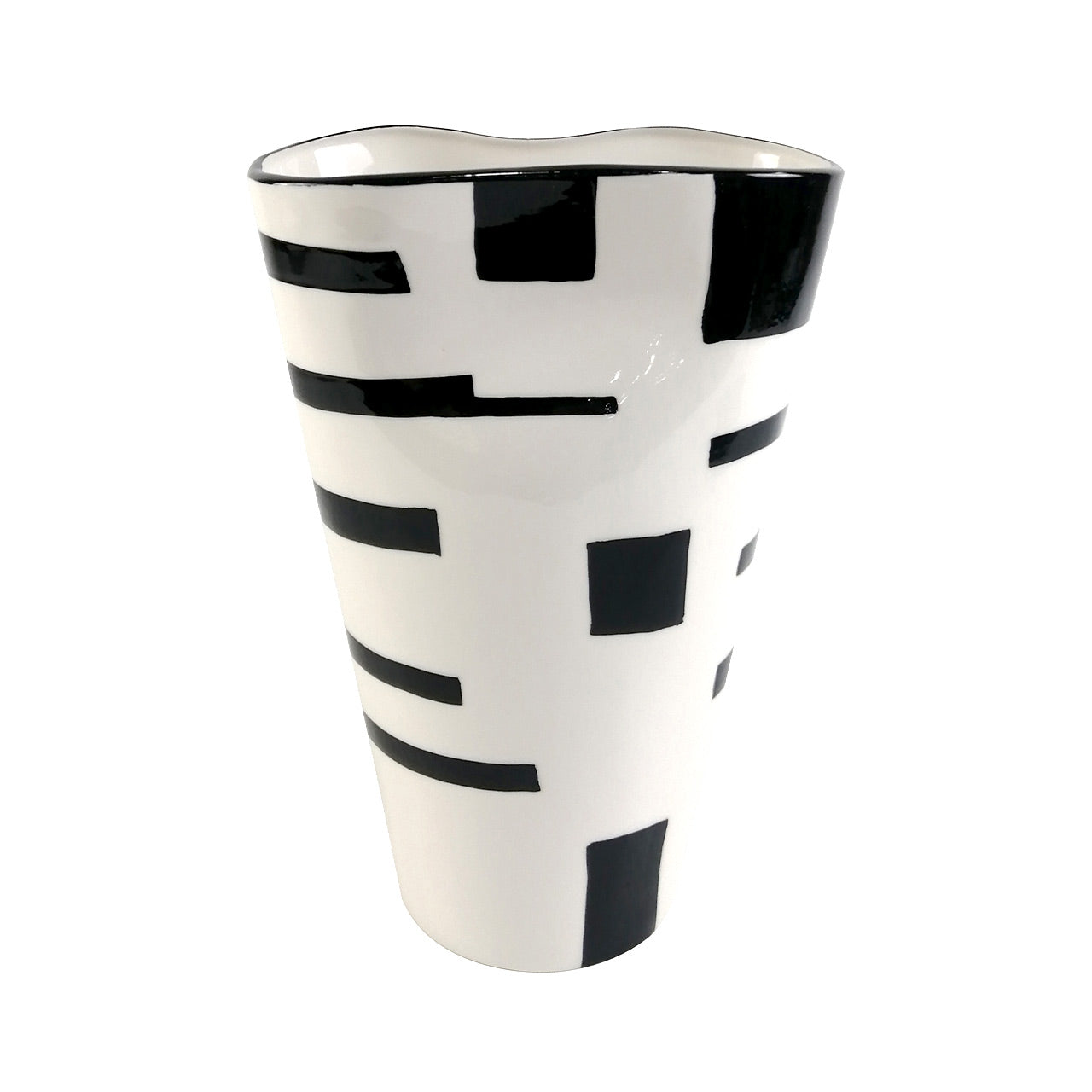 30.1cm White and Black Ceramic Vase