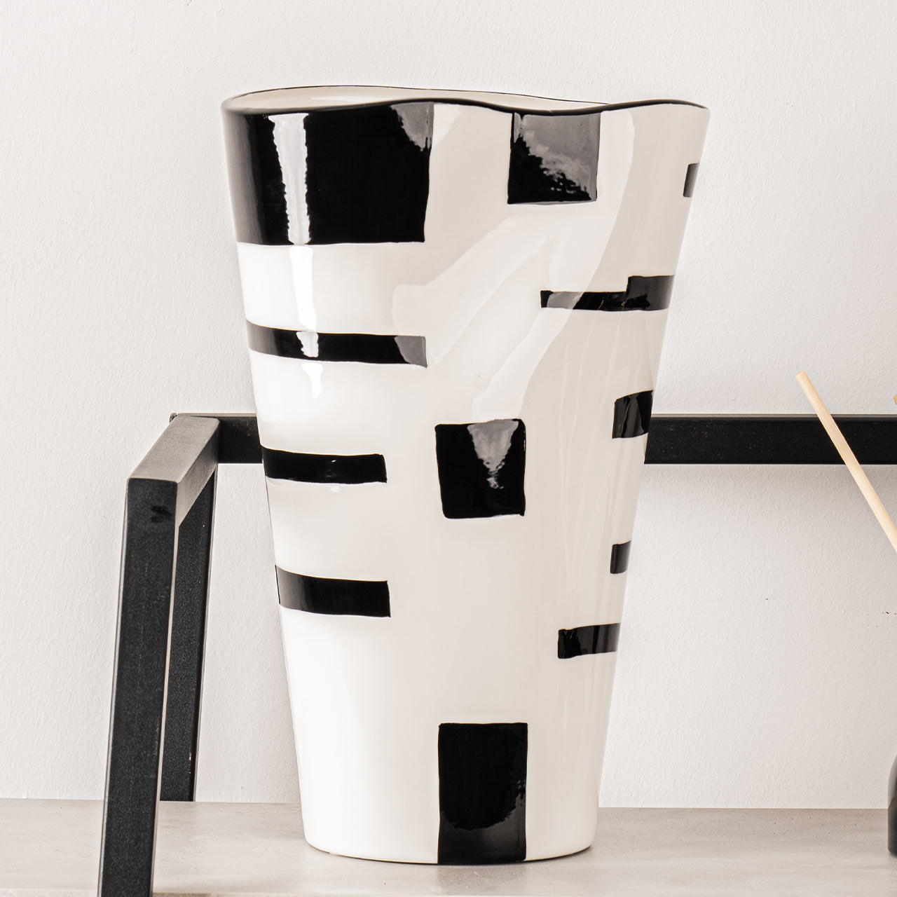 30.1cm White and Black Ceramic Vase