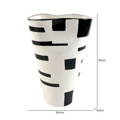 30.1cm White and Black Ceramic Vase