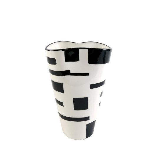 23.7cm White and Black Ceramic Vase