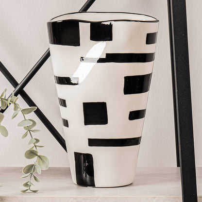 23.7cm White and Black Ceramic Vase