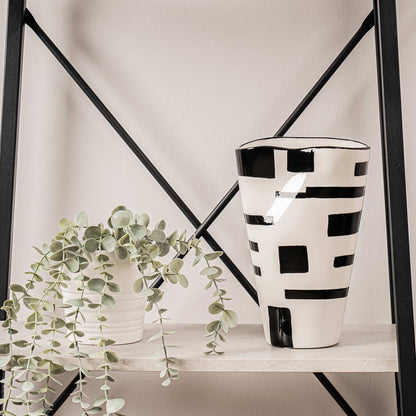 23.7cm White and Black Ceramic Vase