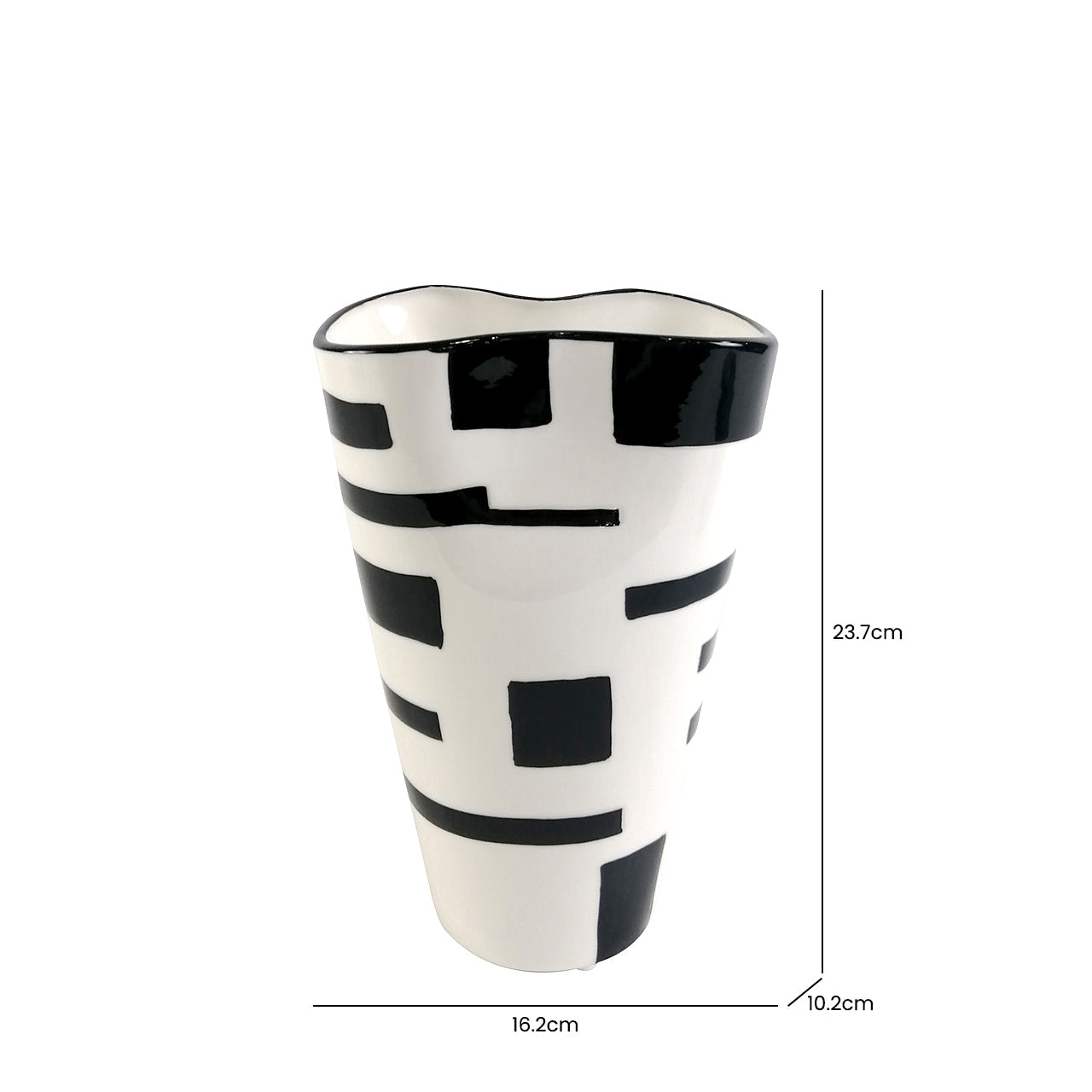 23.7cm White and Black Ceramic Vase