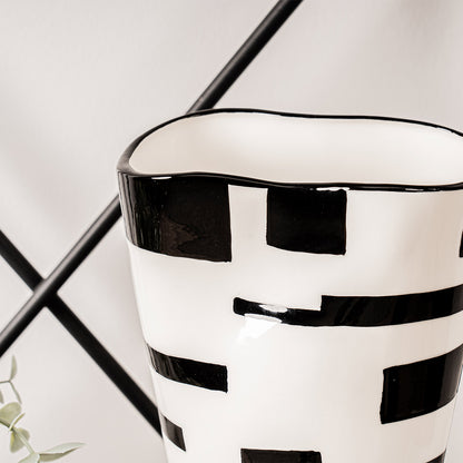 23.7cm White and Black Ceramic Vase