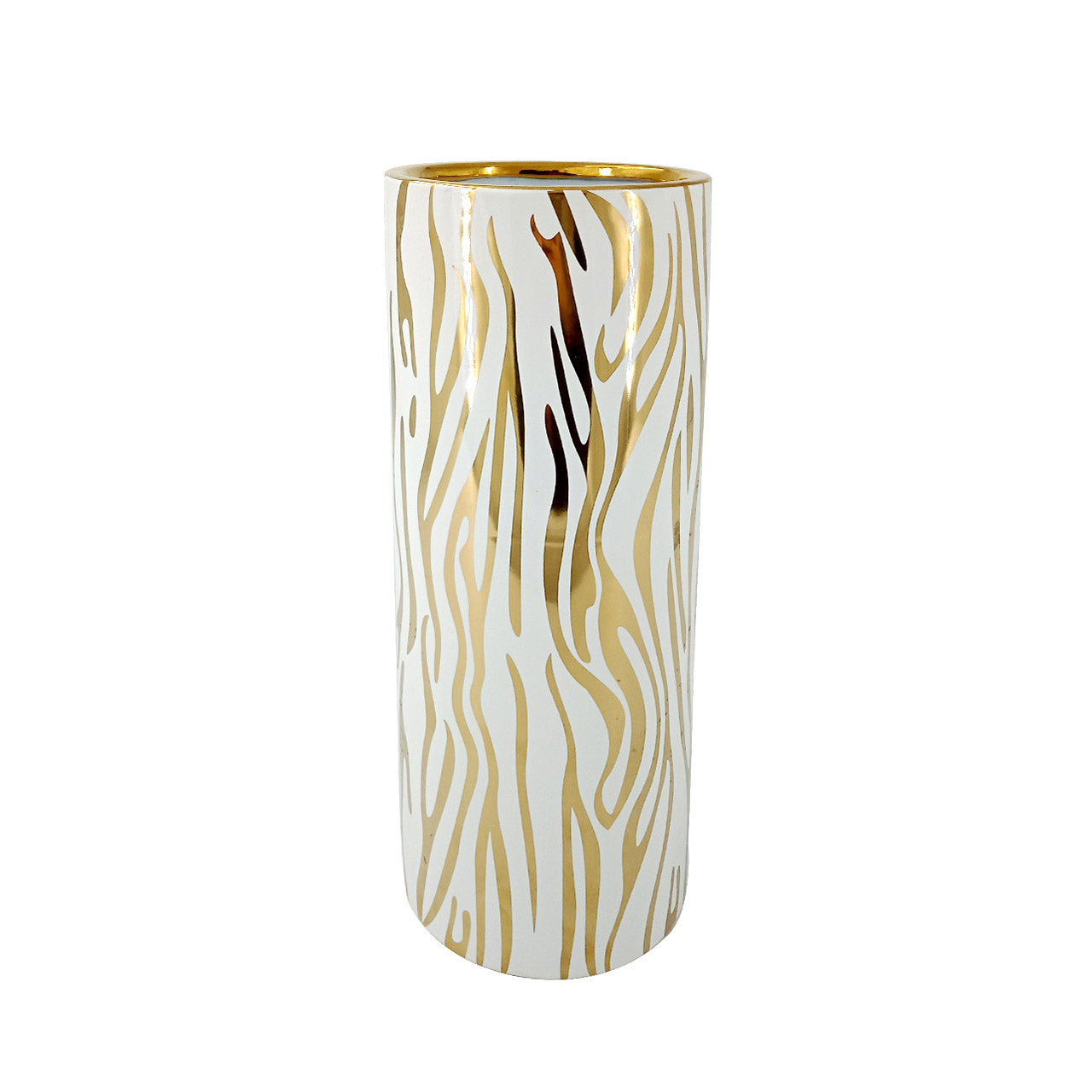 33cm White and Gold Ceramic Vase