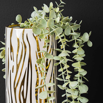 33cm White and Gold Ceramic Vase