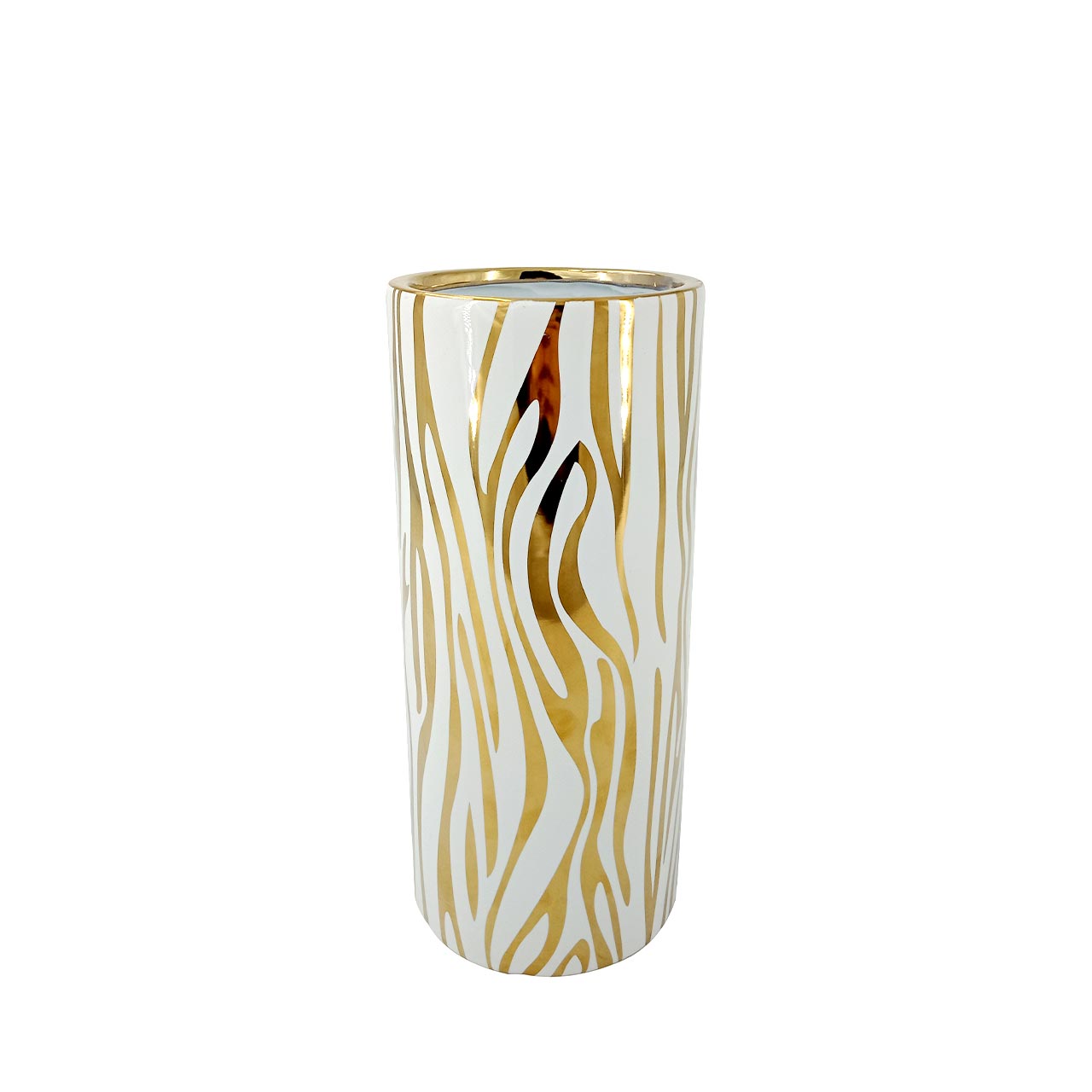 24.6cm White and Gold Ceramic Vase