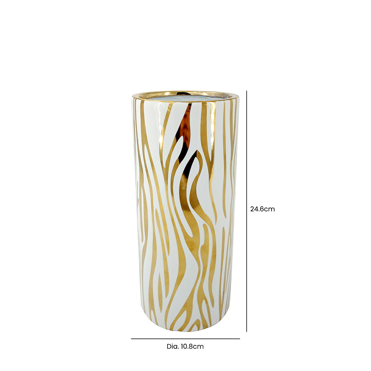 24.6cm White and Gold Ceramic Vase