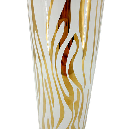 24.6cm White and Gold Ceramic Vase