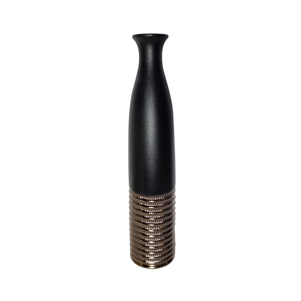 80.5cm Black and Textured Bronze Ceramic Floor Vase