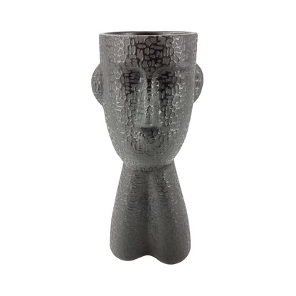 32.5cm Black Textured Face Ceramic Vase