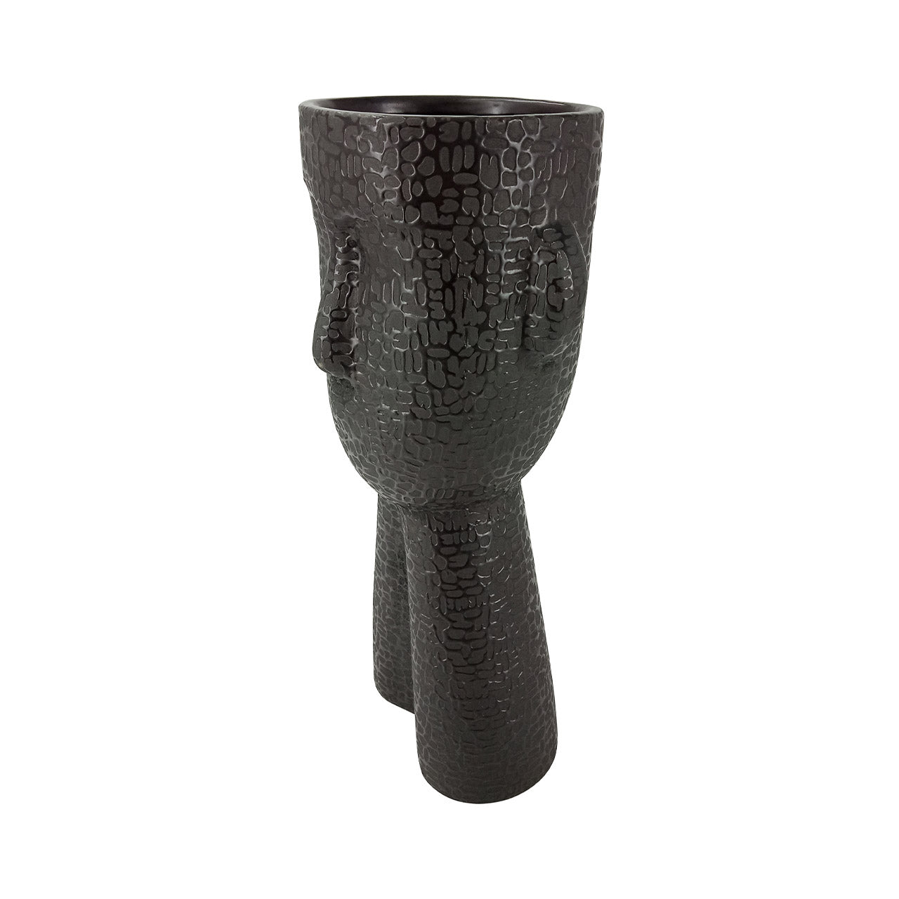 32.5cm Black Textured Face Ceramic Vase