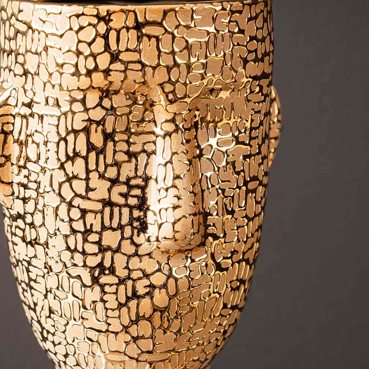 32.5cm Gold Textured Face Ceramic Vase