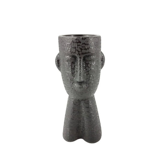 24.5cm Black Textured Face Ceramic Vase