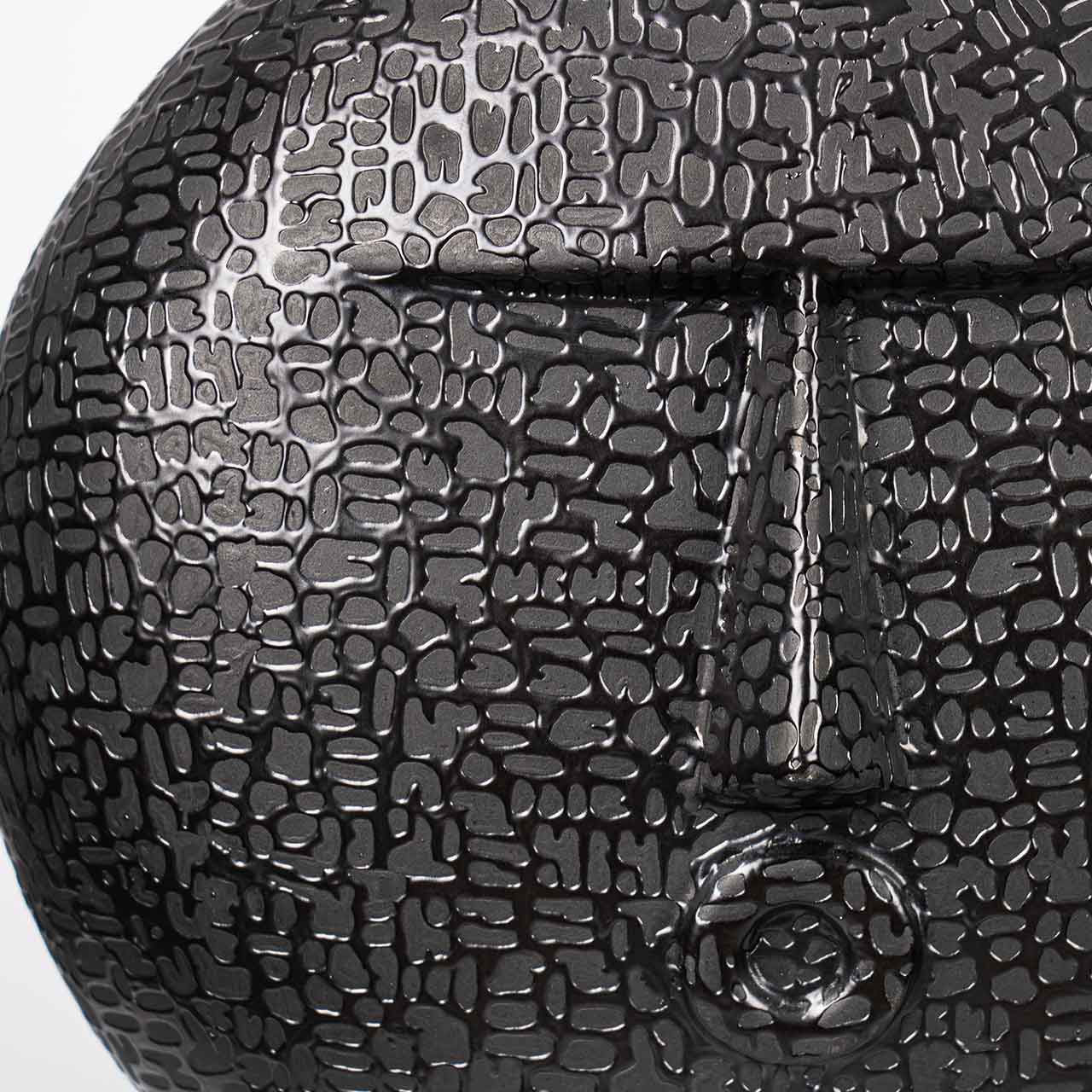 25.3cm Black Textured Round Face Ceramic Vase