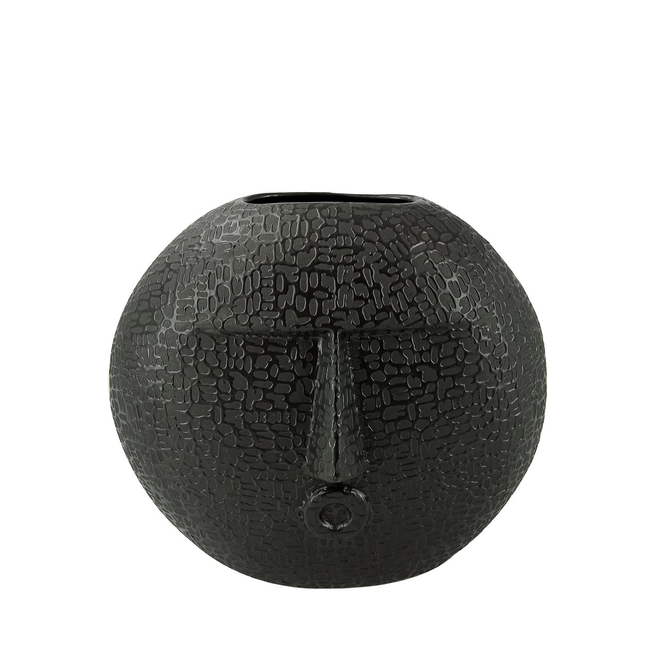 21.2cm Black Textured Round Face Ceramic Vase