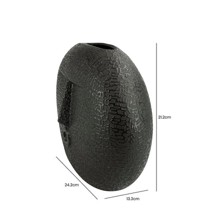 21.2cm Black Textured Round Face Ceramic Vase