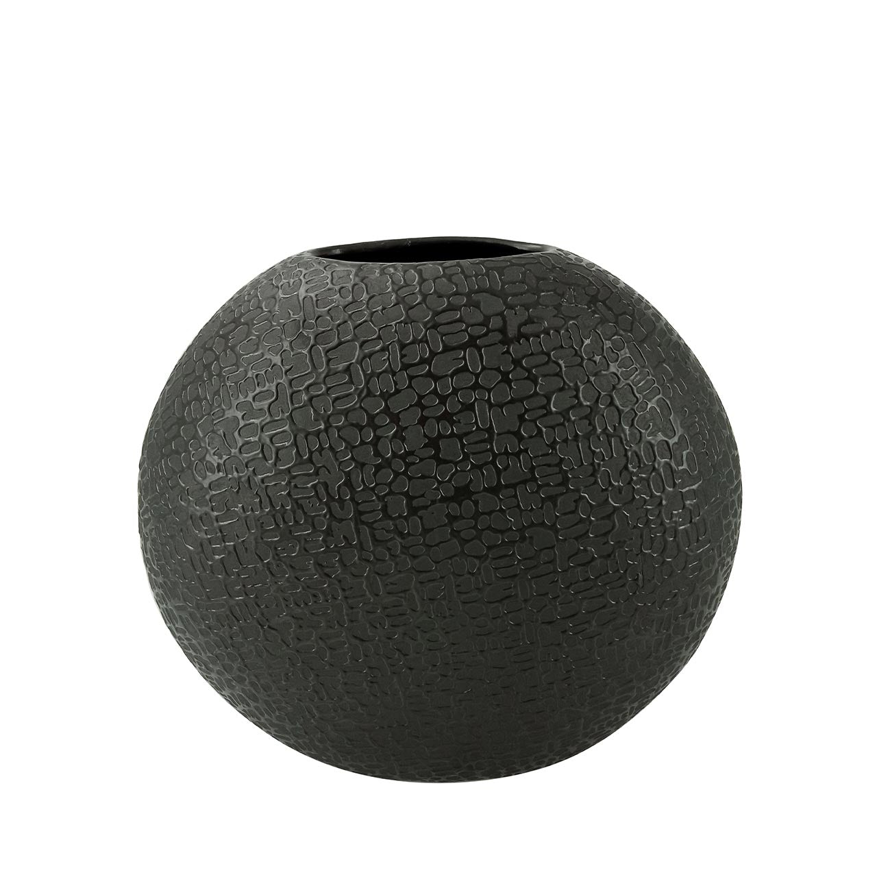 21.2cm Black Textured Round Face Ceramic Vase