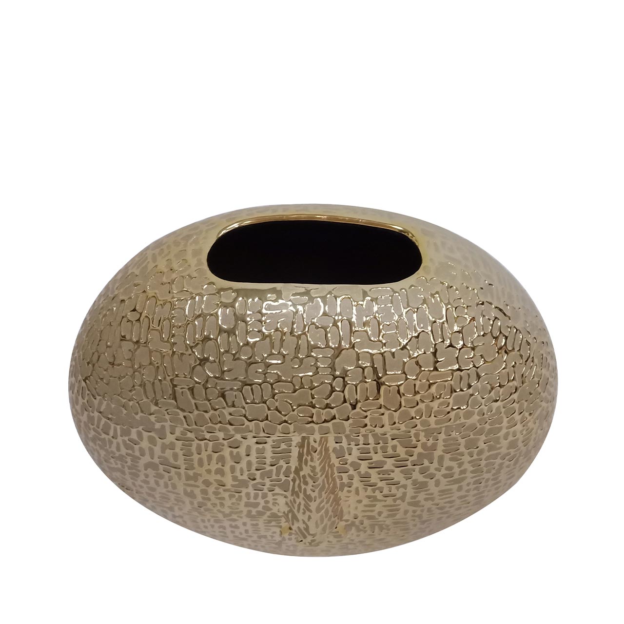 21.2cm Gold Textured Round Face Ceramic Vase