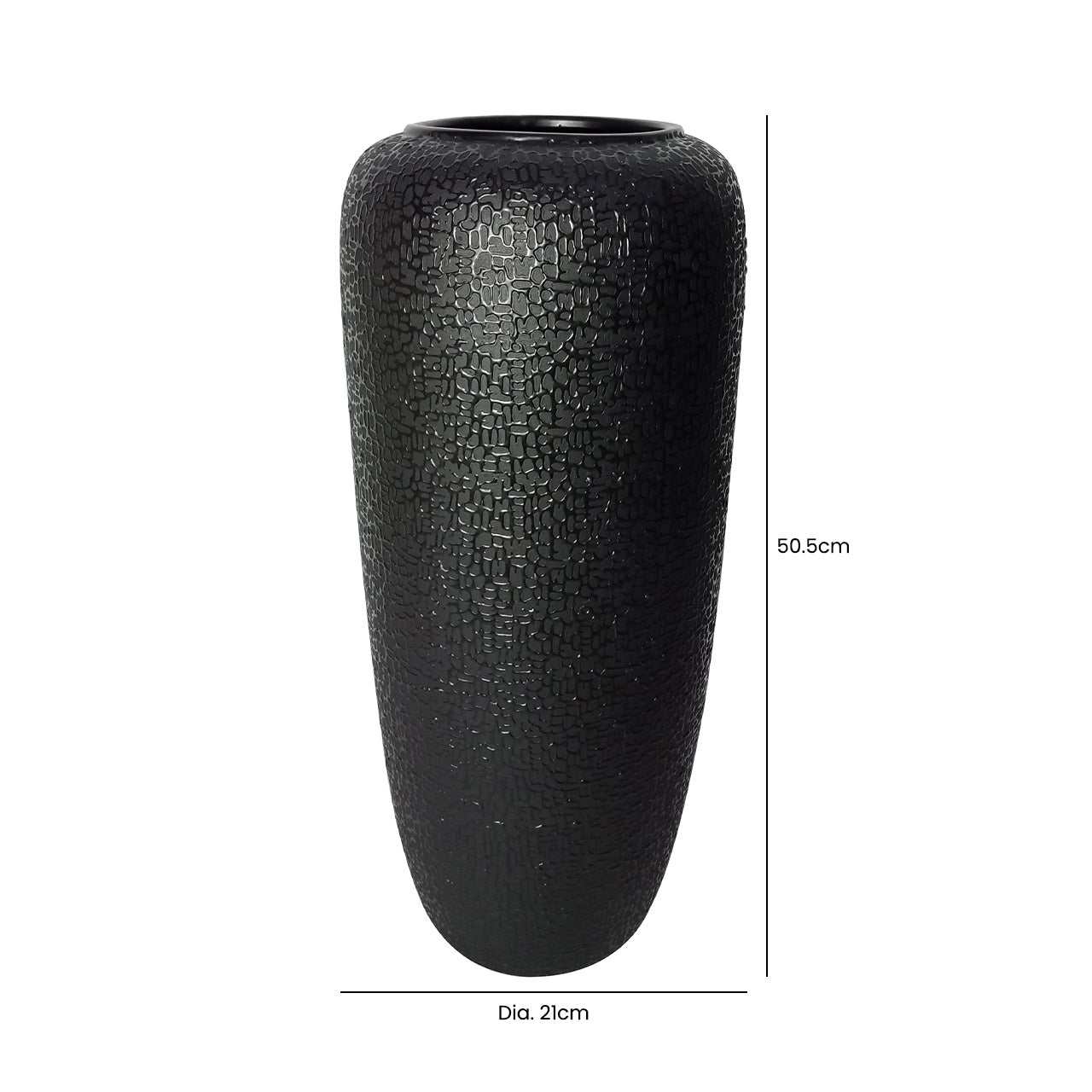 50.5cm Black Textured Ceramic Floor Vase