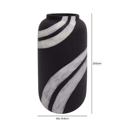 29.5cm Black and White Ceramic Vase