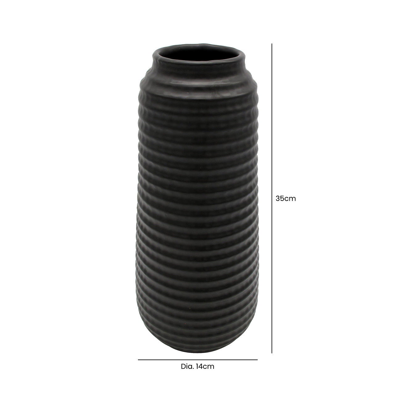 35cm Matte Black Ceramic Vase