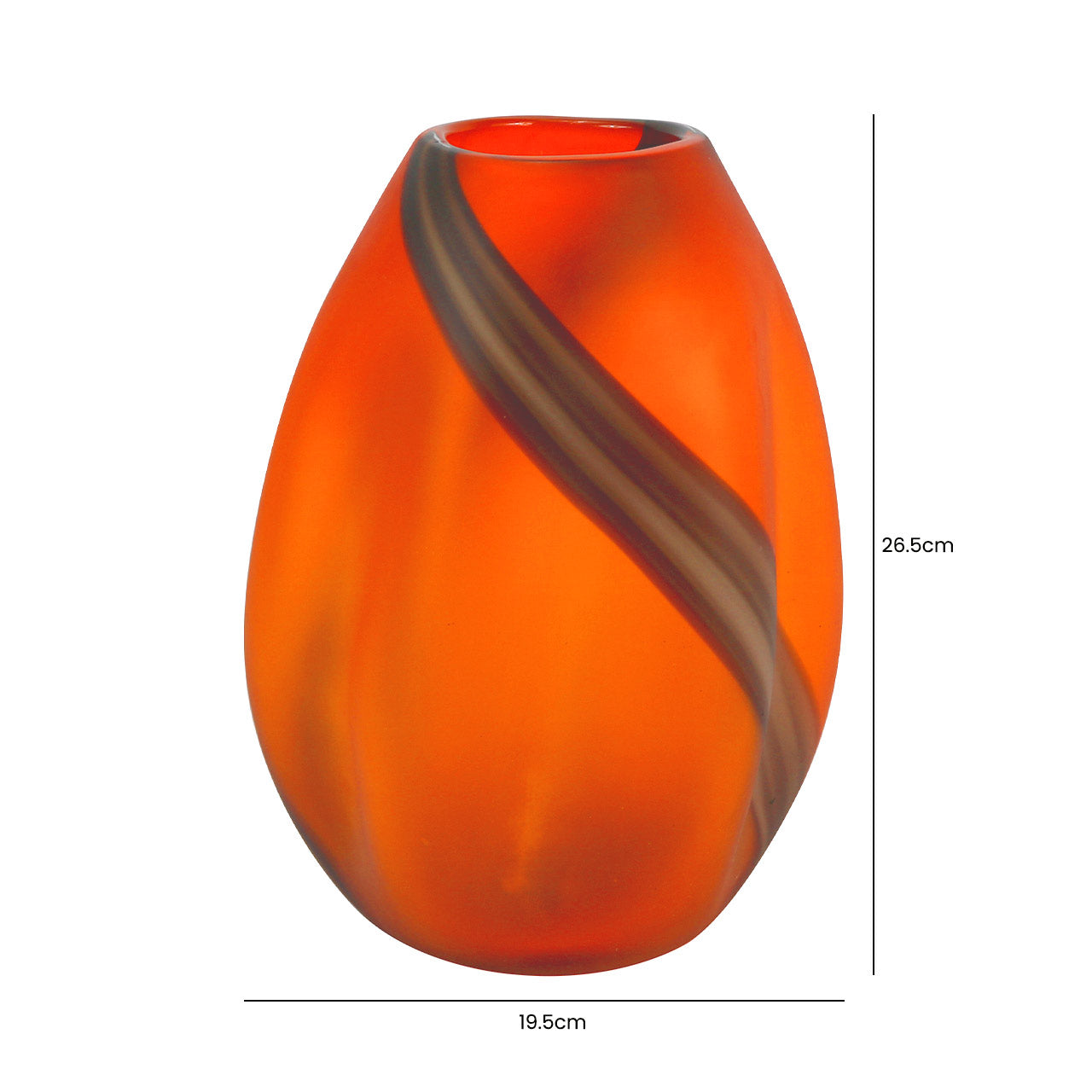 26.5cm Orange and Brown Handmade Decorative  Glass Vase