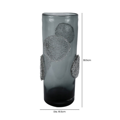 38.5cm Smoke Grey Forest Glass Handmade Vase