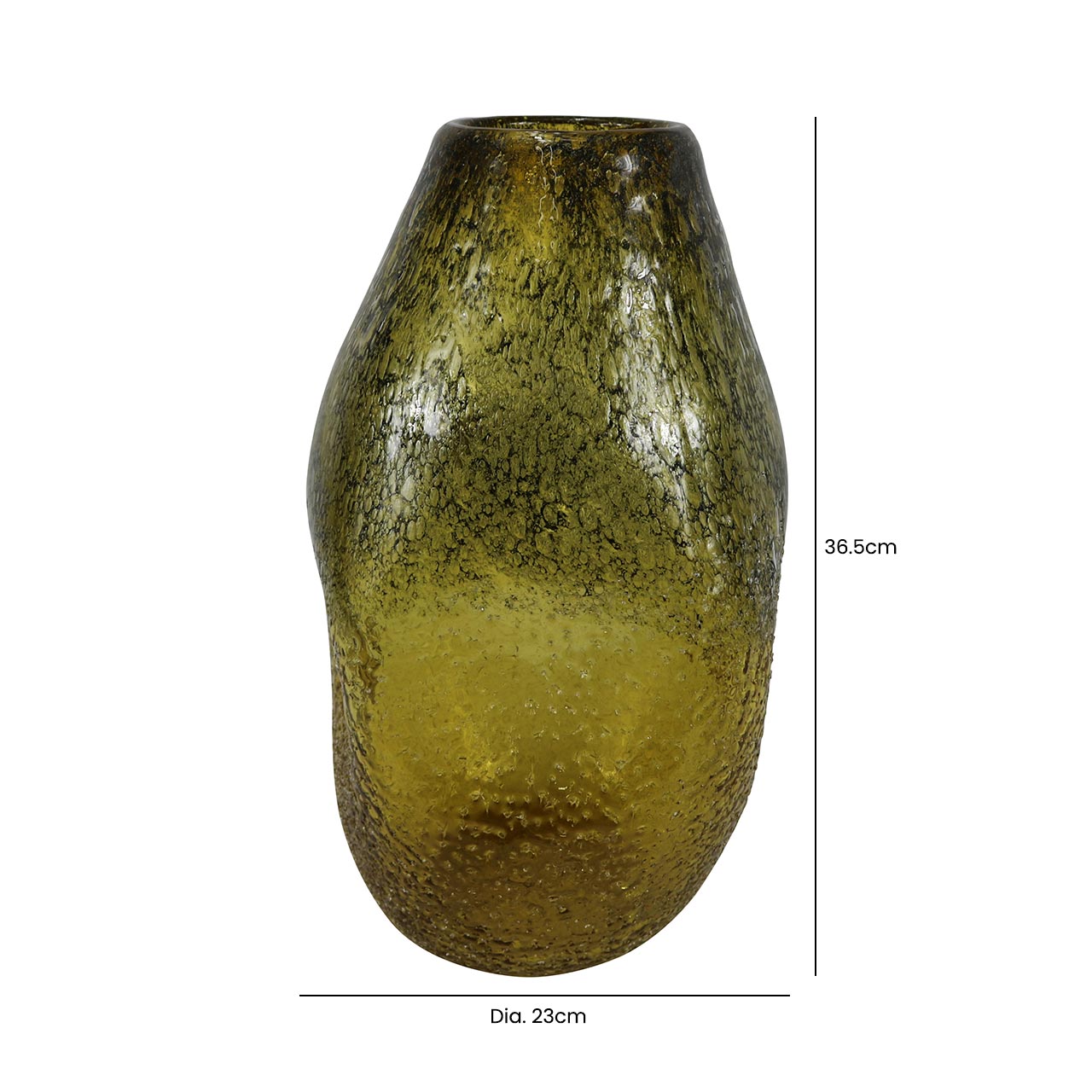 36.5cm Amber Yellow Handmade Glass Vase