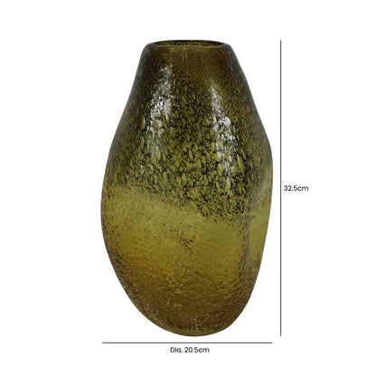 32.5cm Amber Yellow Handmade Glass Vase