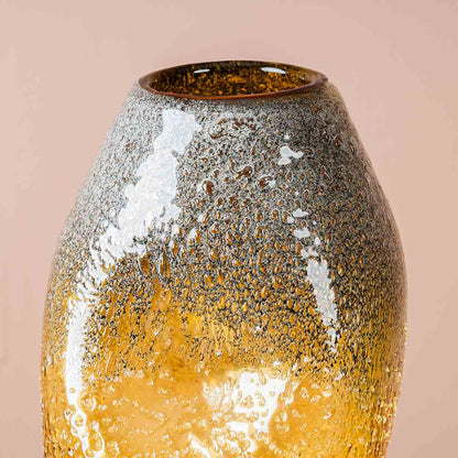 32.5cm Amber Yellow Handmade Glass Vase