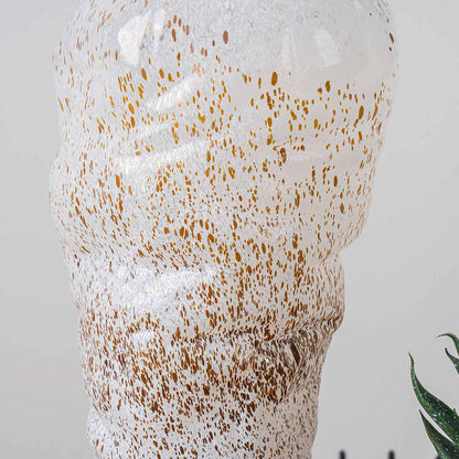 30.5cm White and Gold Handmade Glass Vase