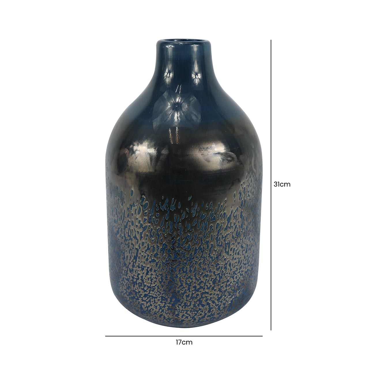 31cm Dark Blue Handmade Decorative Glass Bud Vase