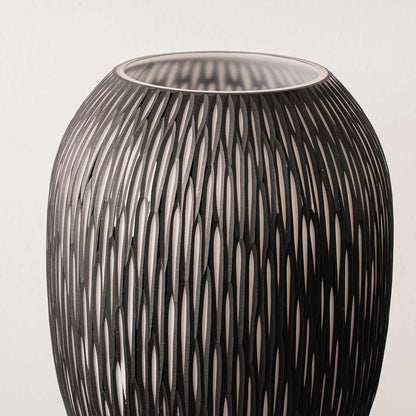 29cm Black and White Handmade Glass Vase