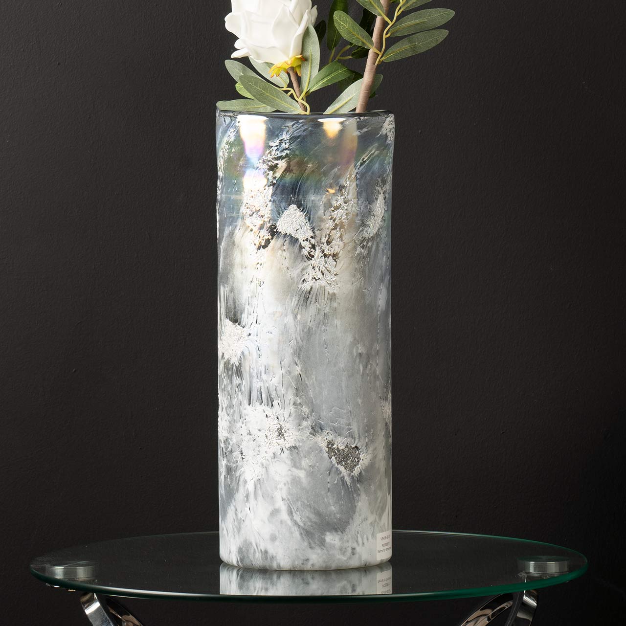 41.5cm Grey Handmade Glass Vase