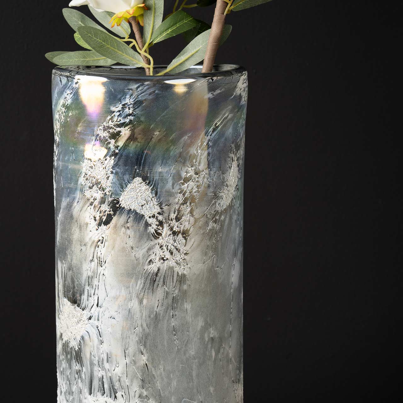 41.5cm Grey Handmade Glass Vase