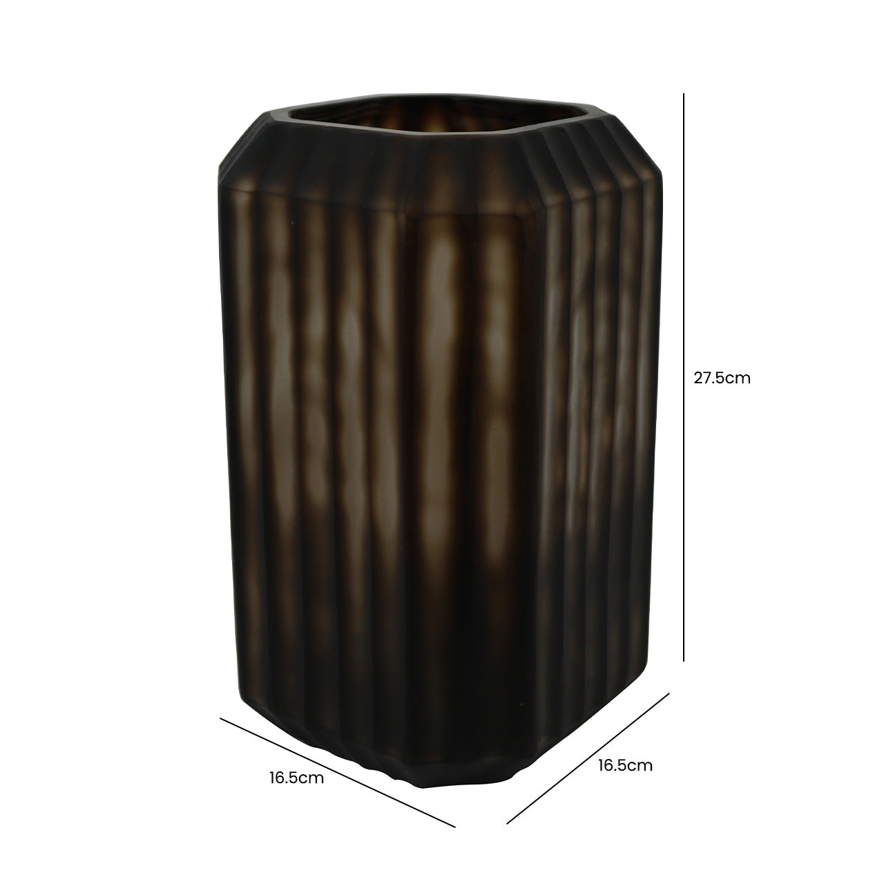 27.5cm Pleated Coffee Brown Handmade Glass Vase