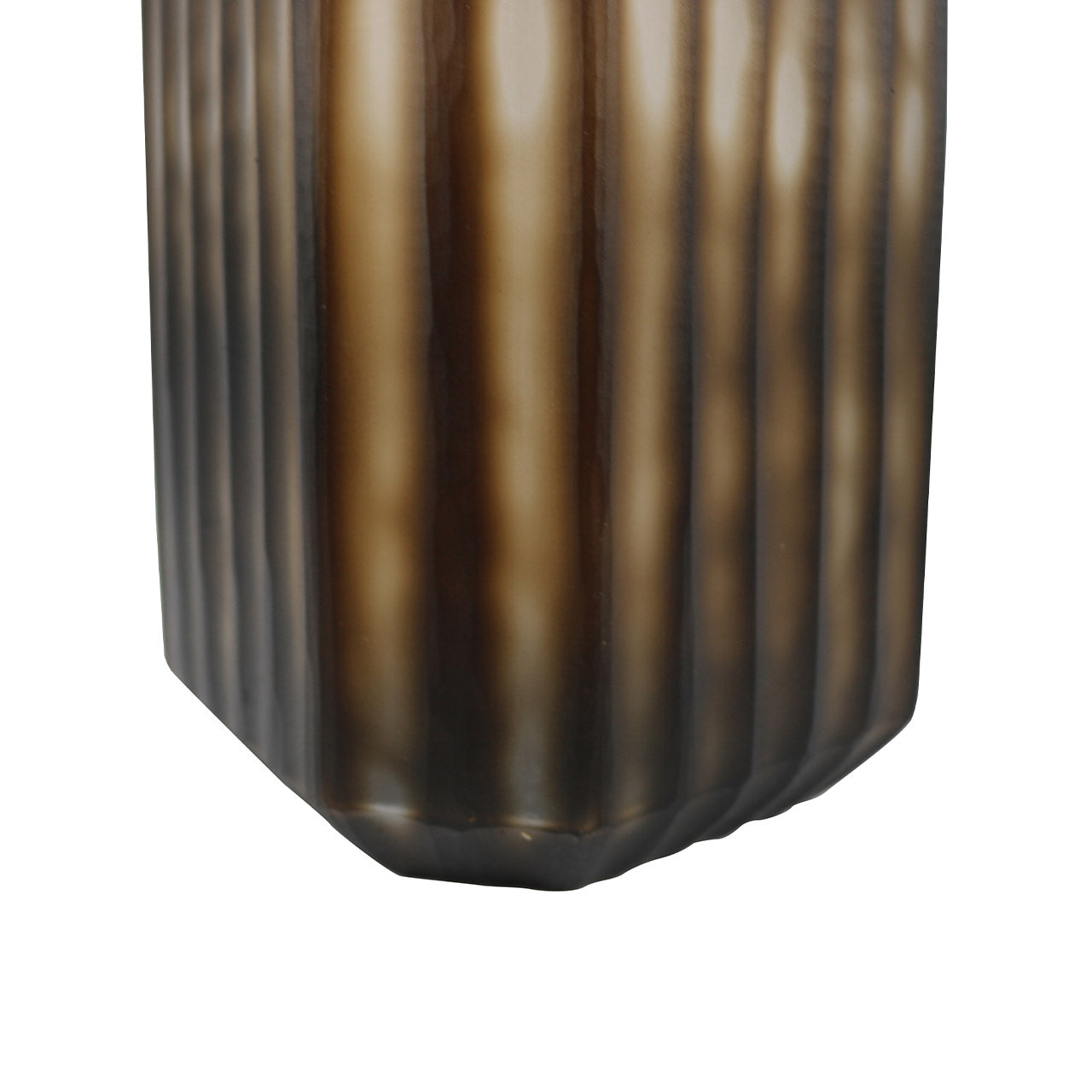 27.5cm Pleated Coffee Brown Handmade Glass Vase