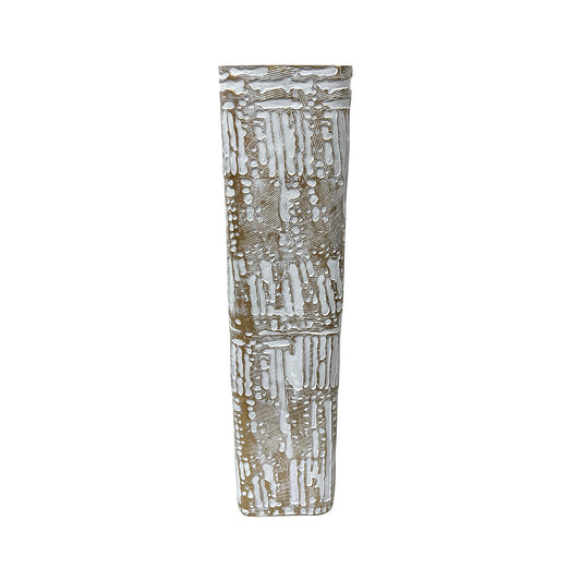 49cm White and Gold Patterned Polyresin Vase