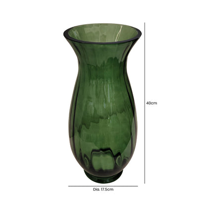 40cm Green Ridges Design Glass Vase